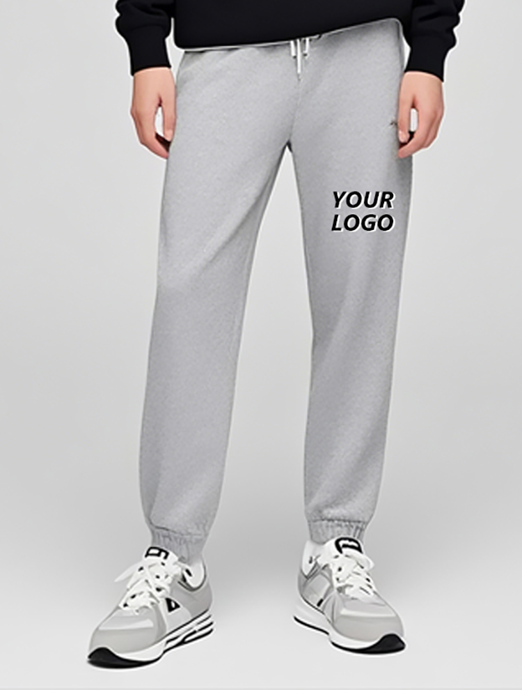 Groothandel warme katoenen fleece 350 g/m² zware dagelijkse straatkleding rechte joggingbroek