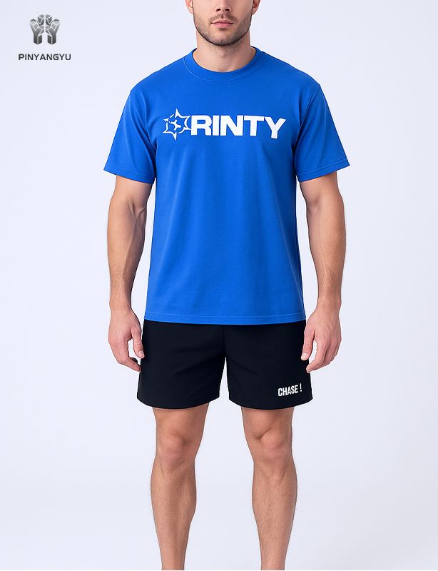 op maat gemaakt puff-print heren fitness T-shirt
