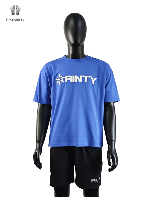 op maat gemaakt puff-print heren fitness T-shirt