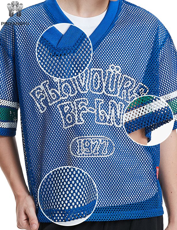 Aangepast Macro Mesh T-shirt, ademend groot mesh T-shirt voor sport en zomer