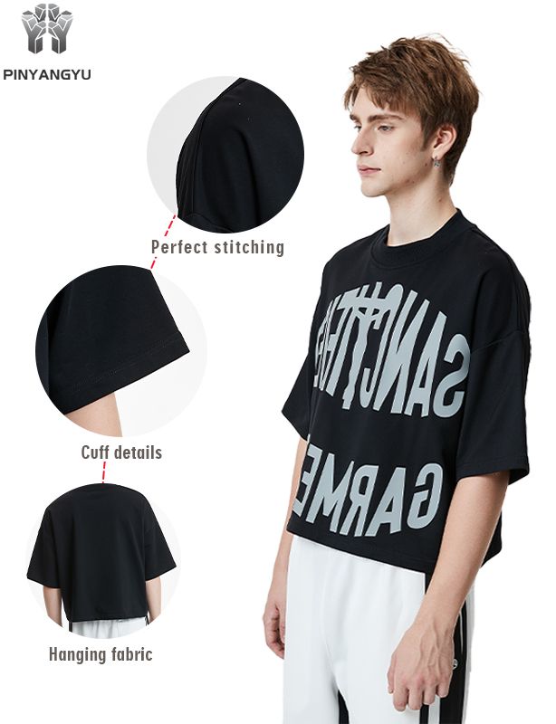 Zwarte crop top - gepersonaliseerde zachte katoenen T-shirt