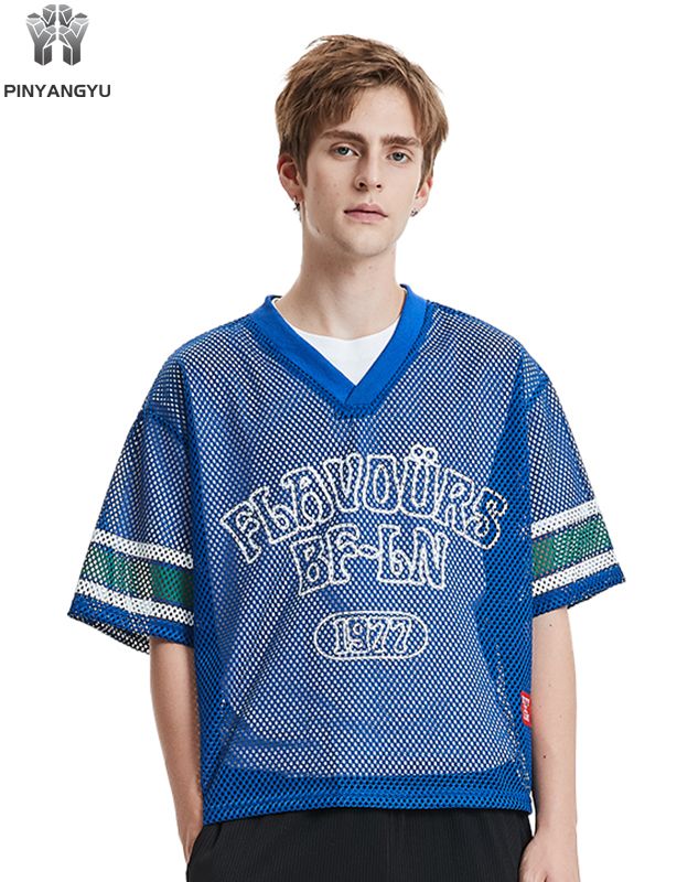 Aangepast Macro Mesh T-shirt, ademend groot mesh T-shirt voor sport en zomer