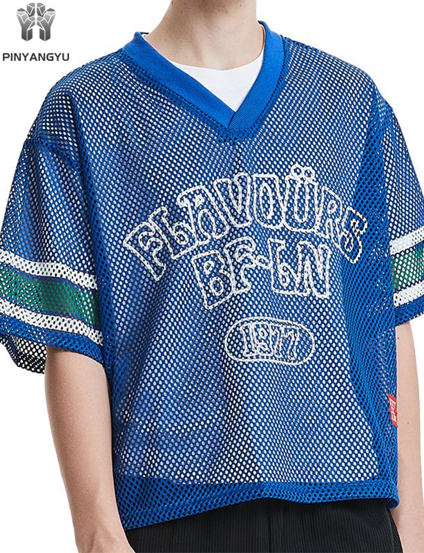 Aangepast Macro Mesh T-shirt, ademend groot mesh T-shirt voor sport en zomer