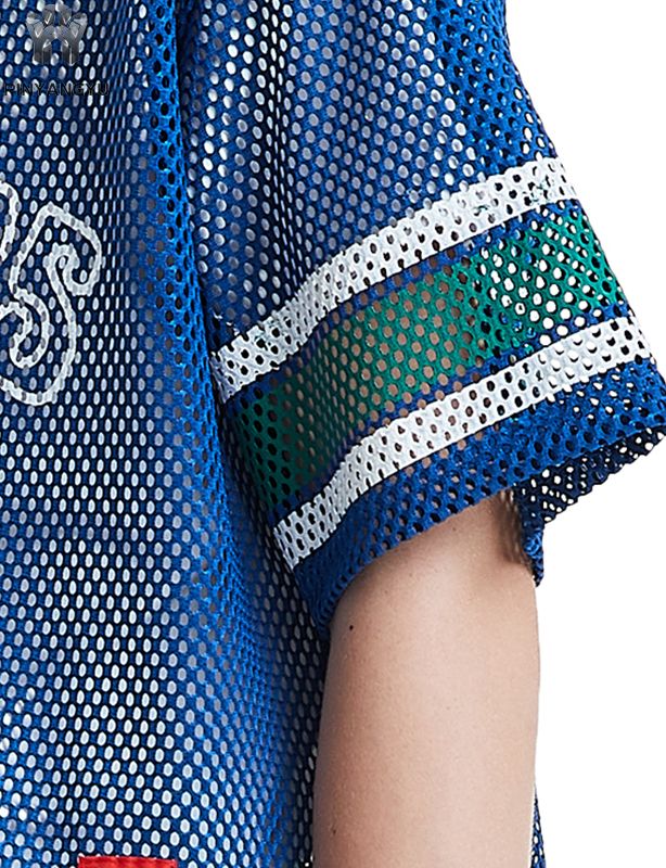 Aangepast Macro Mesh T-shirt, ademend groot mesh T-shirt voor sport en zomer