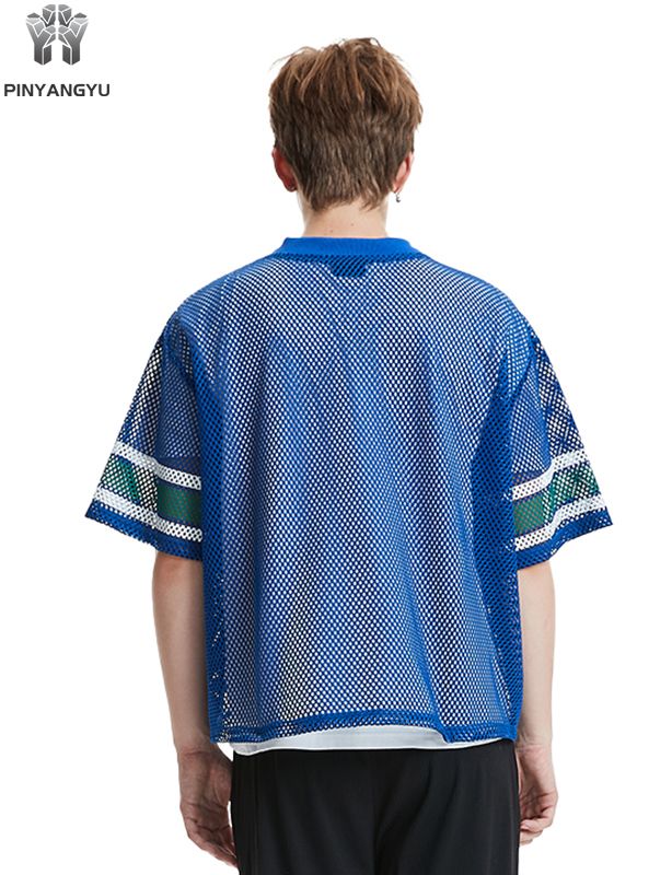 Aangepast Macro Mesh T-shirt, ademend groot mesh T-shirt voor sport en zomer
