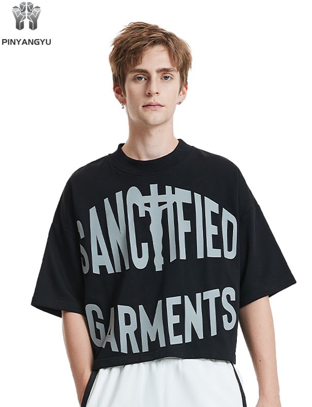 Zwarte crop top - gepersonaliseerde zachte katoenen T-shirt