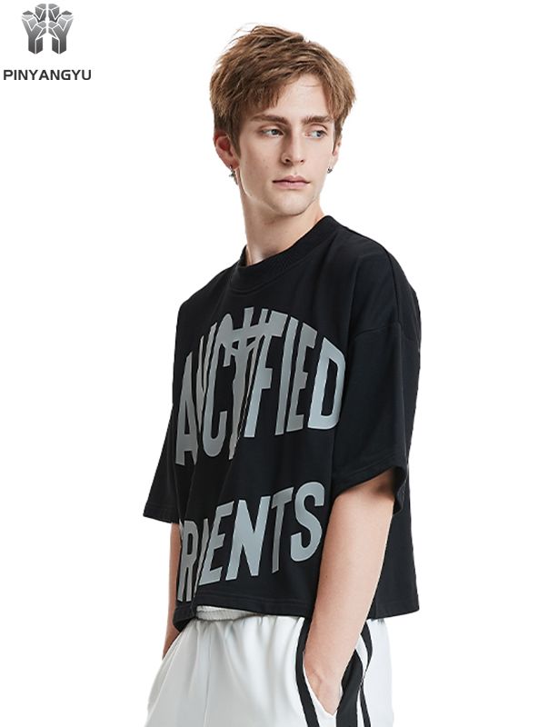 Zwarte crop top - gepersonaliseerde zachte katoenen T-shirt