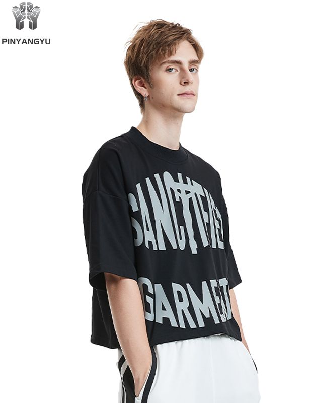 Zwarte crop top - gepersonaliseerde zachte katoenen T-shirt