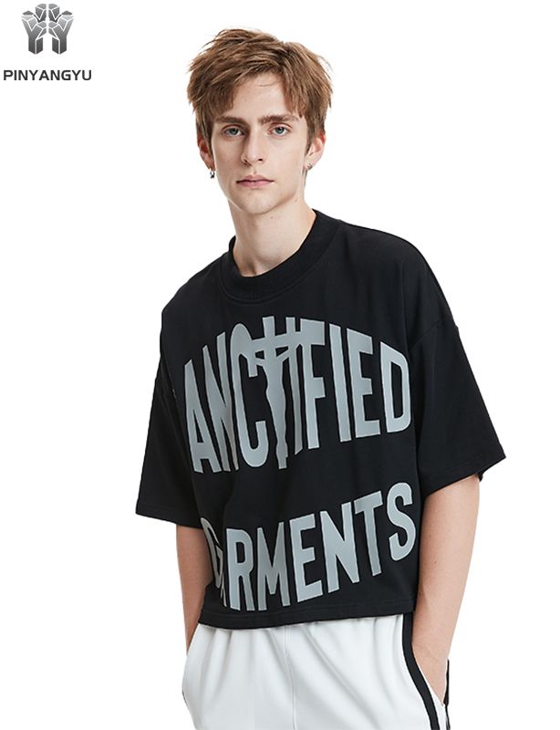 Zwarte crop top - gepersonaliseerde zachte katoenen T-shirt