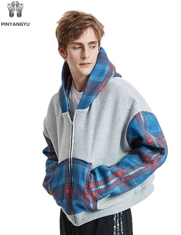 Artistieke print hoodie met rits Artistieke print hoodie met rits