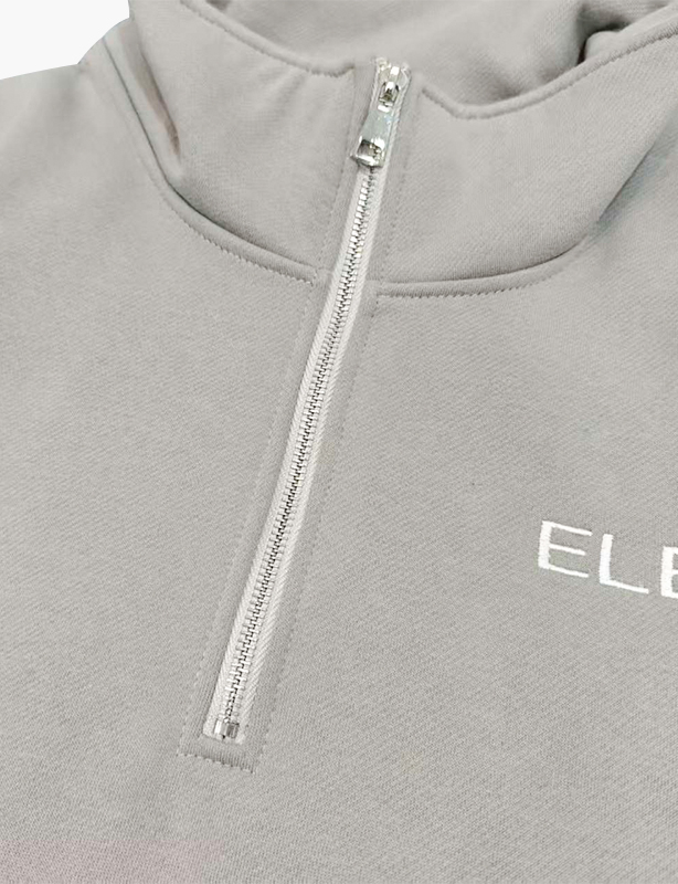 Hoge kwaliteit op maat gemaakt logo dames ronde hals badstof lange hoodies 100% katoen sweatshirt met halve rits gemaakt China OEM