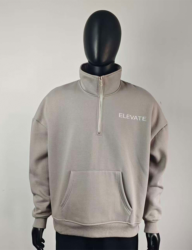 Hoge kwaliteit op maat gemaakt logo dames ronde hals badstof lange hoodies 100% katoen sweatshirt met halve rits gemaakt China OEM
