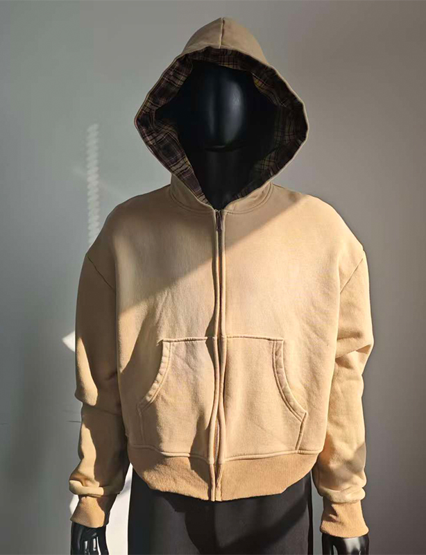 Op maat gemaakt logo fleece borduurwerk effen katoen voor dubbele ritssluiting hoodie voor heren herfst oversized rits hoodies