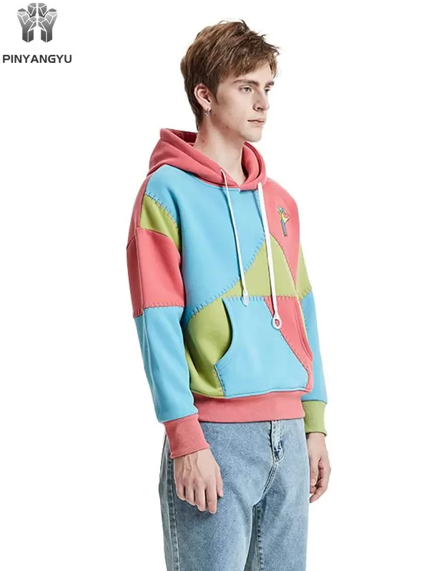 Hoodie met kleurblokken en logo