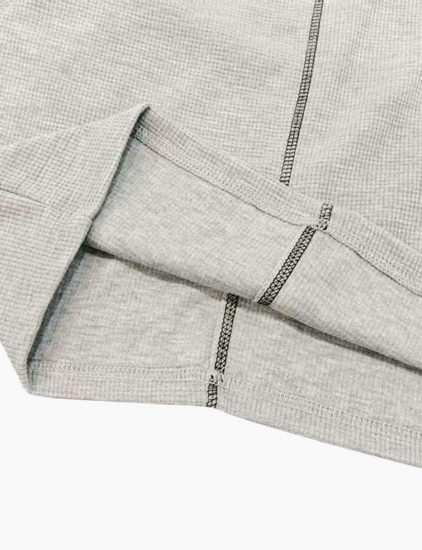 OEM aangepaste streetwear-t-shirts met wafelpatroon en lange mouwen Fabrikant Crop Box Fit Oversize Thermal voor heren