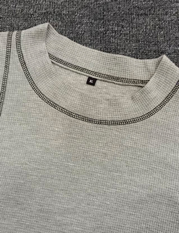 OEM oversized herenwafelgebreid T-shirt - Zacht ademend T-shirt voor ontspannen dagelijks gebruik